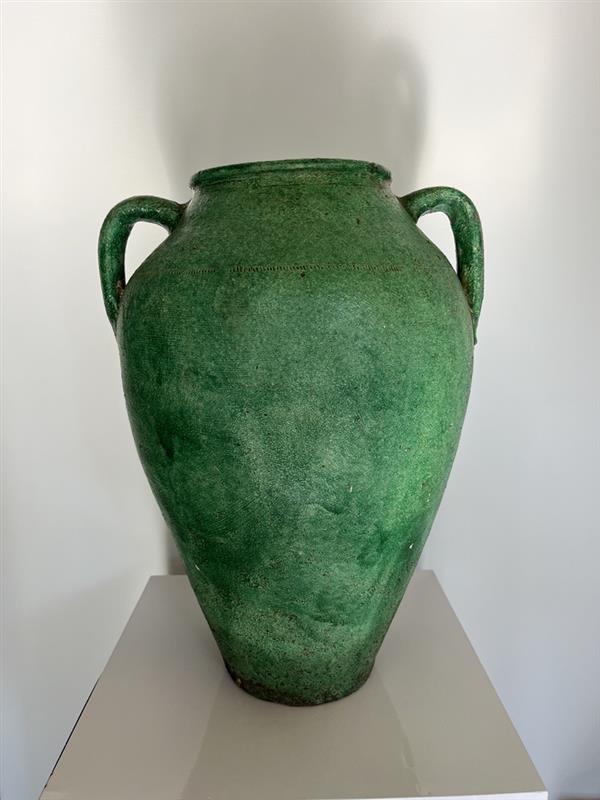 Large Terracotta Amphora with Green Patina