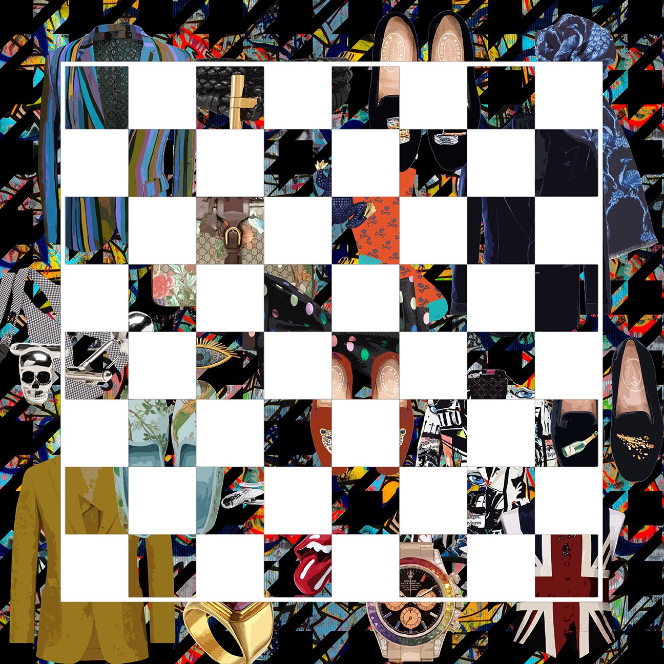 Bougie Men Graffiti Black Acrylic Chess Set 18x18
