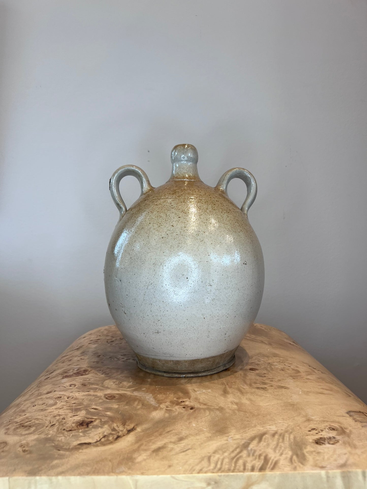 Antique French Earthenware Medium Off White Jug 3