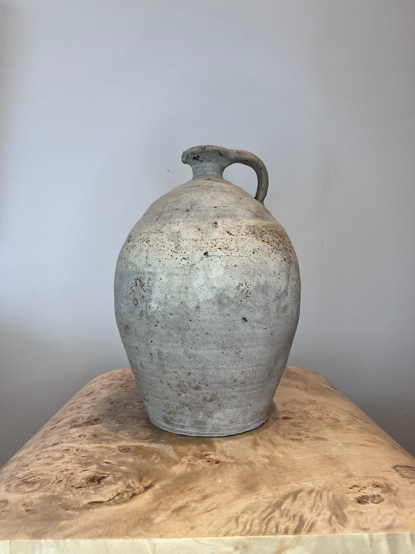 Antique French Earthenware Medium Off White Jug 4
