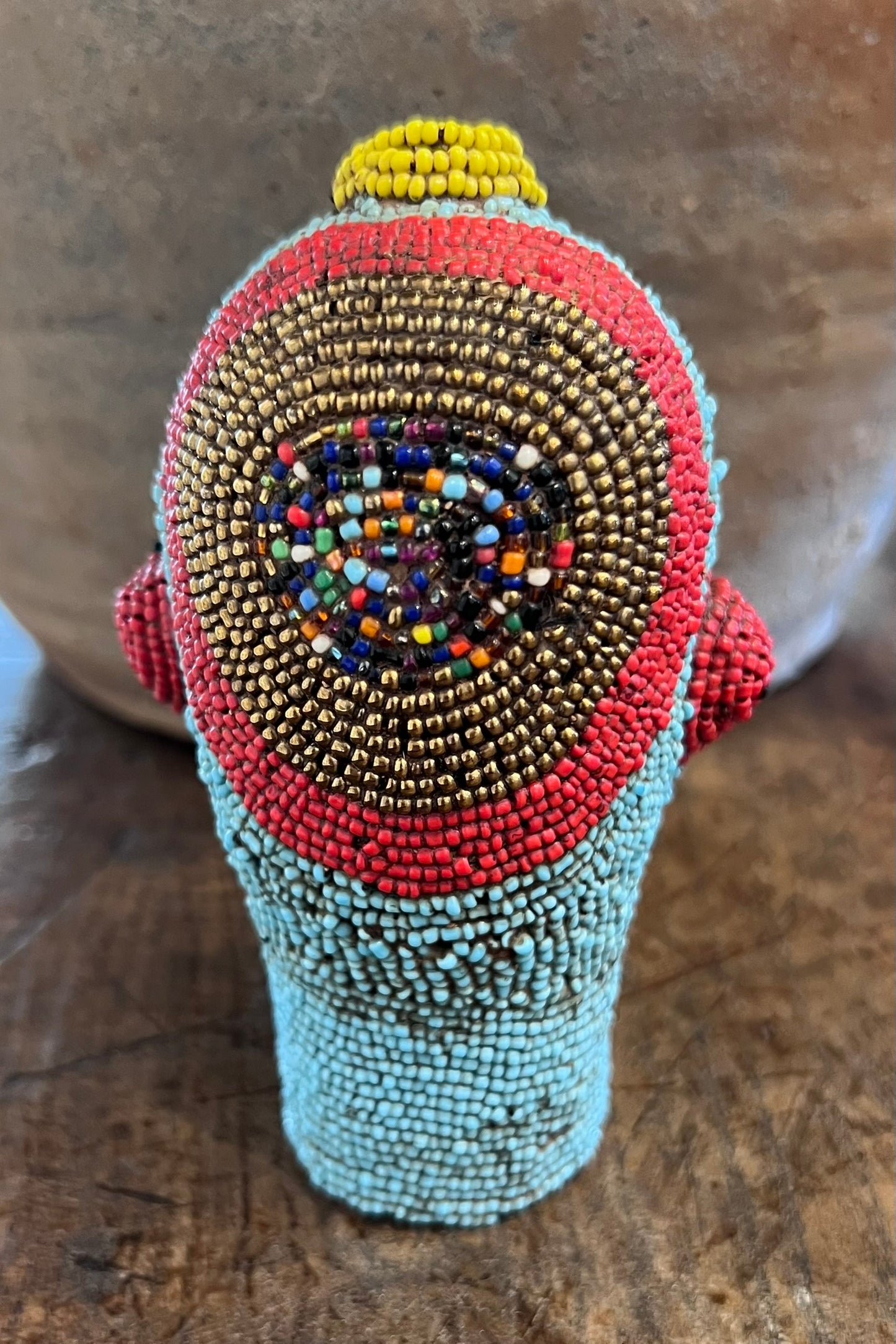Moroccan Beaded Head Sculpture – Handcrafted Tribal Style Bust 4