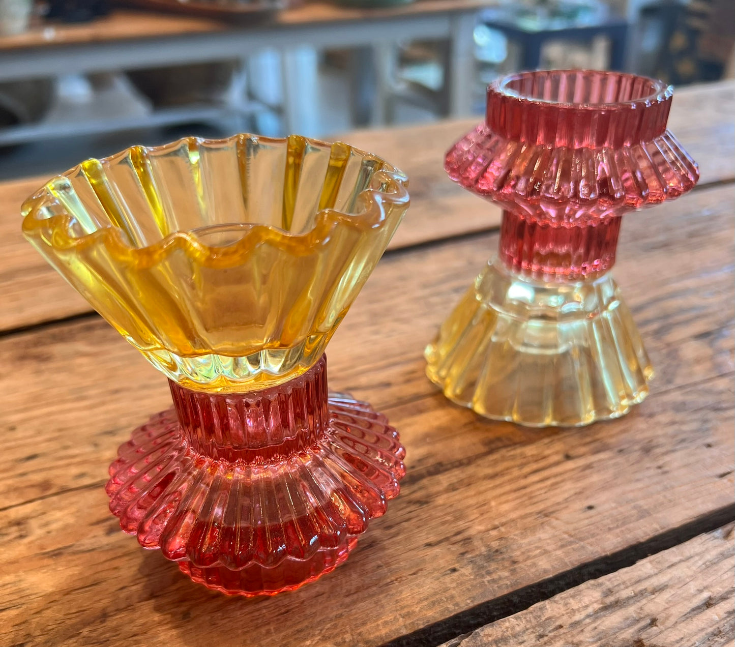 PD-16Y - Yellow/Rose Flower Flip Candle / Tealight Holder