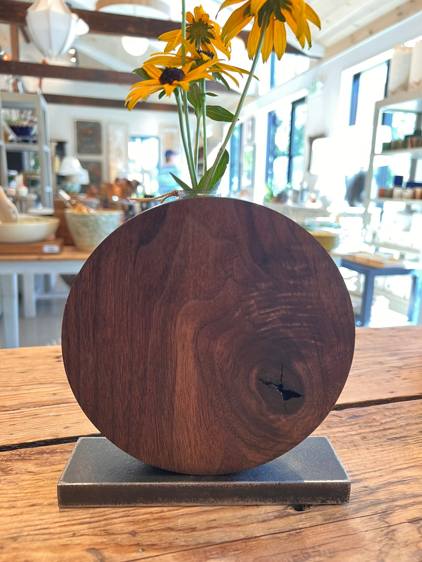 Bob Grosse - Salvaged Steel & Walnut Sculptural Vase