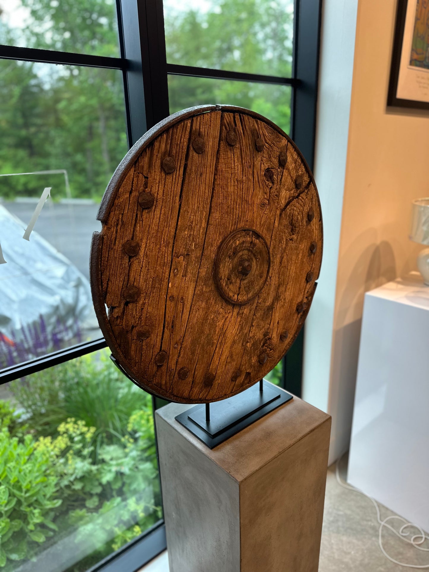 Antique Wooden Disc Sculpture