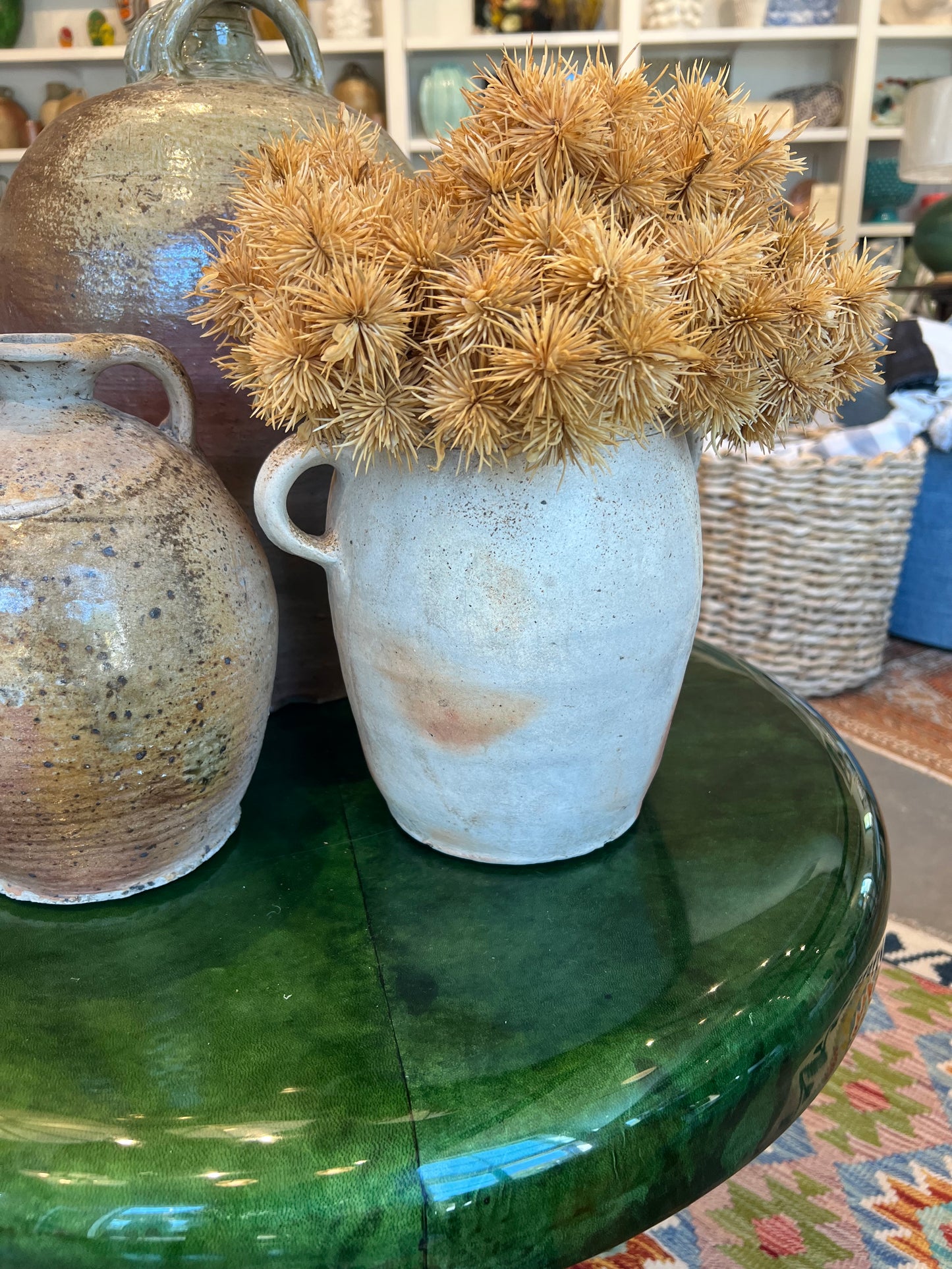Antique French Earthenware Two Handle Preserving Jar