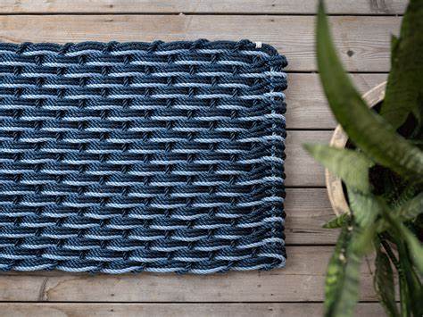 Large Navy/Navy/Glacier Bay Triple Weave Doormat 21" x 34"