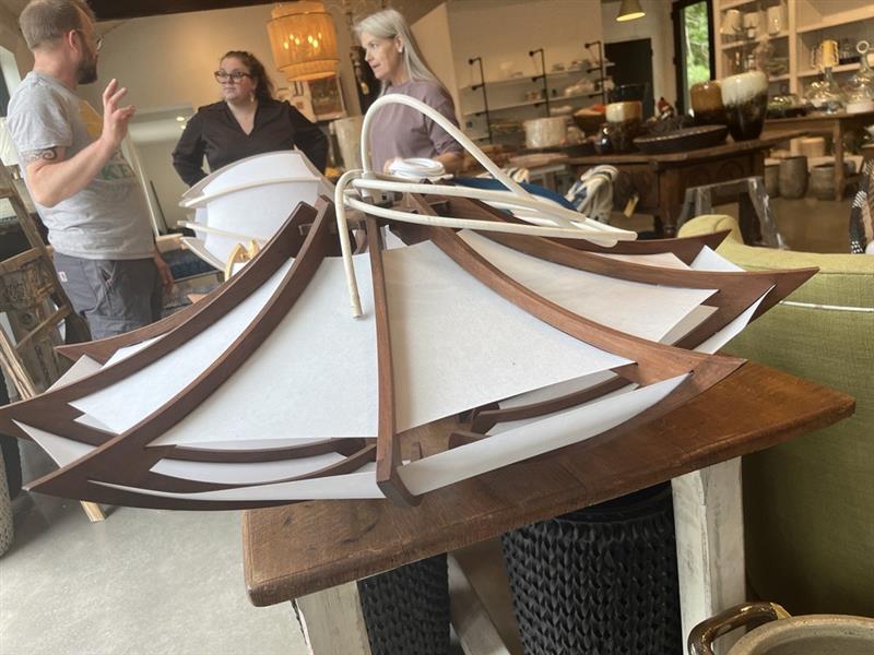 Otis Light large wood saucer light 36" walnut