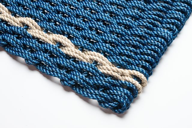 Large Navy w/ 2 Sand Stripes Doormat 21" x 34"