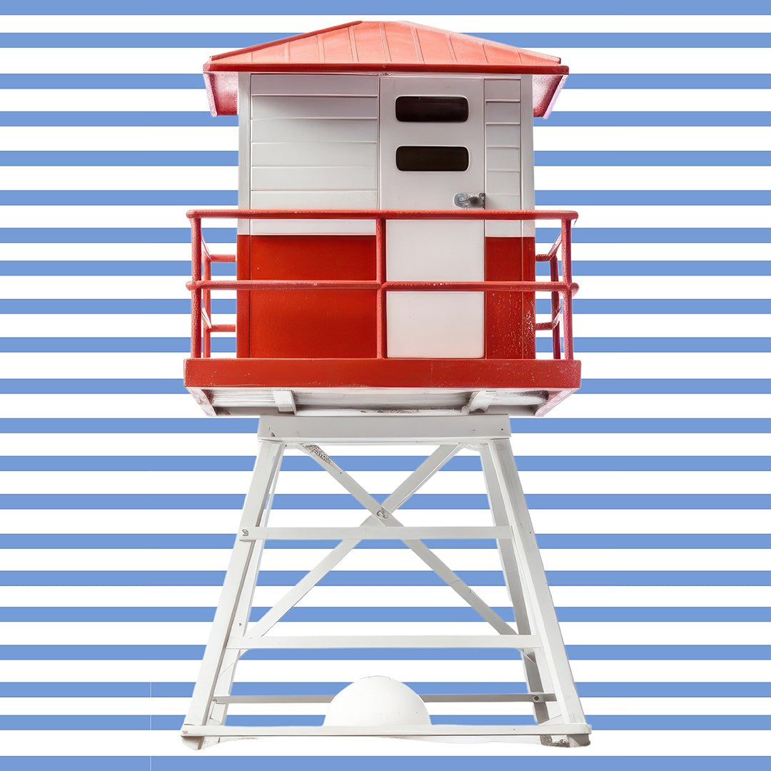 Tower Hyper Realist Blue Stripe Acrylic Tray 18x18 large square