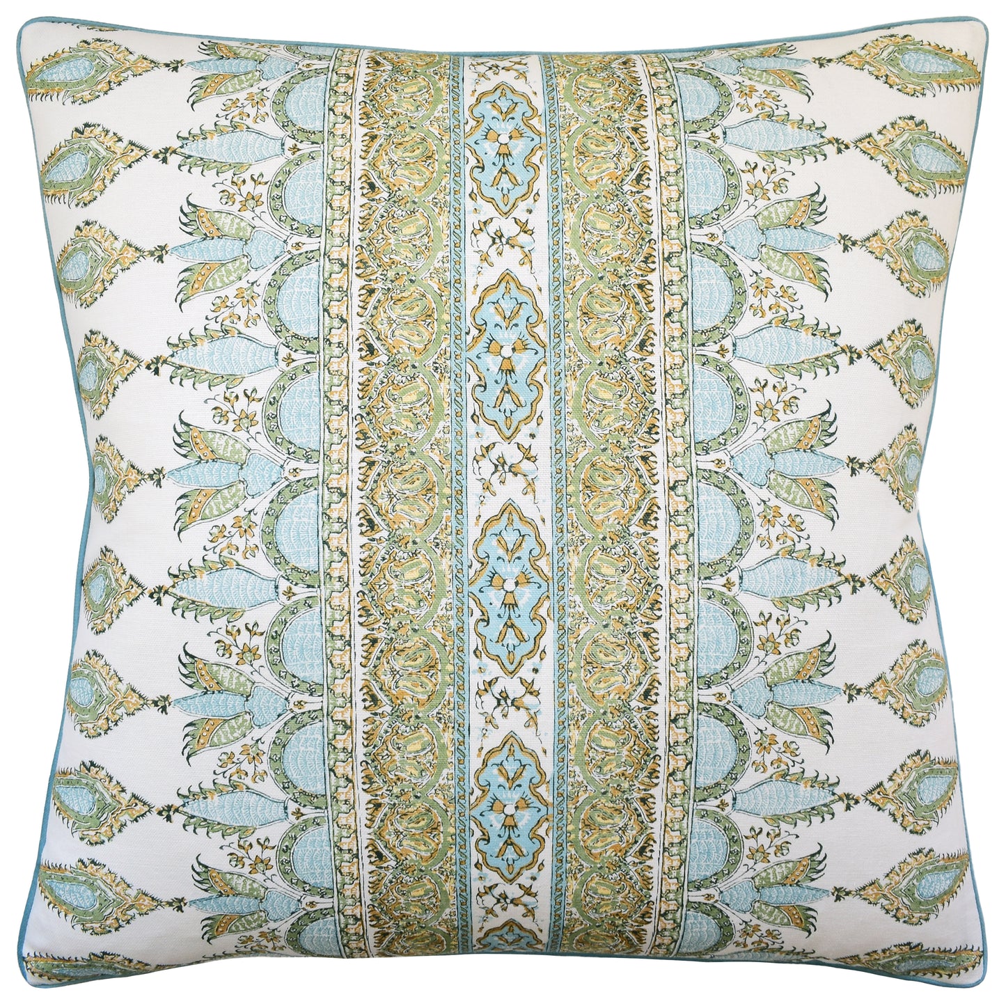 Throw Pillow: Akola Stripe (Sea Glass/Gold) 22" x 22"