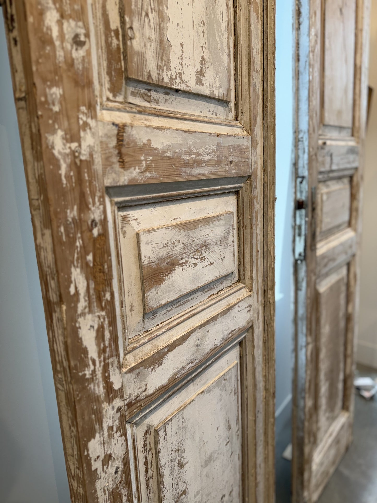 Pair of Antique Wooden Doors – Distressed Painted Finish