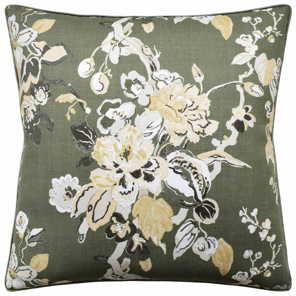 Throw Pillow: Dorvel Bouquet (Tarragon) 22" x 22"