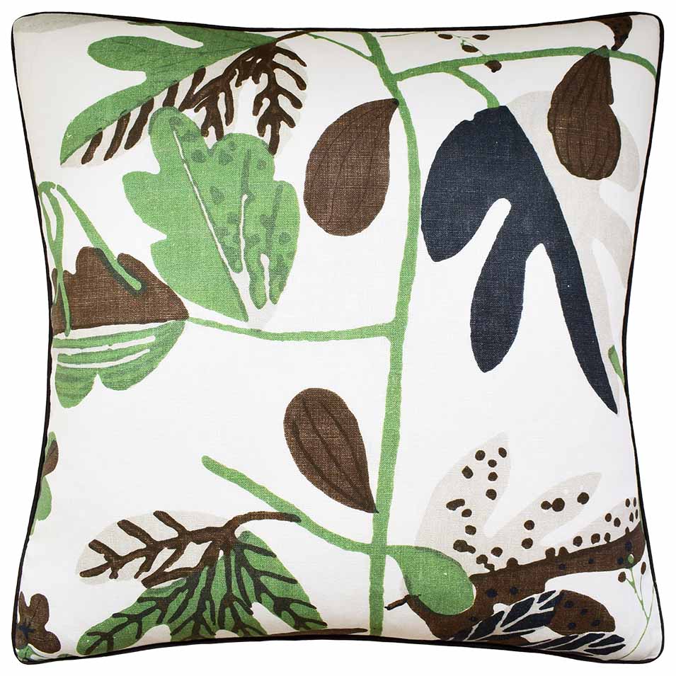 Throw Pillow: Matisse Leaf Black/Green 22" x 22"