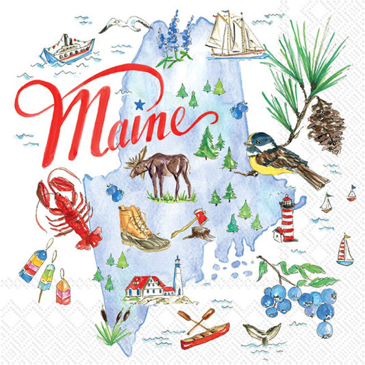 Paper Cocktail Napkins Pack of 20 ME Maine State Collection