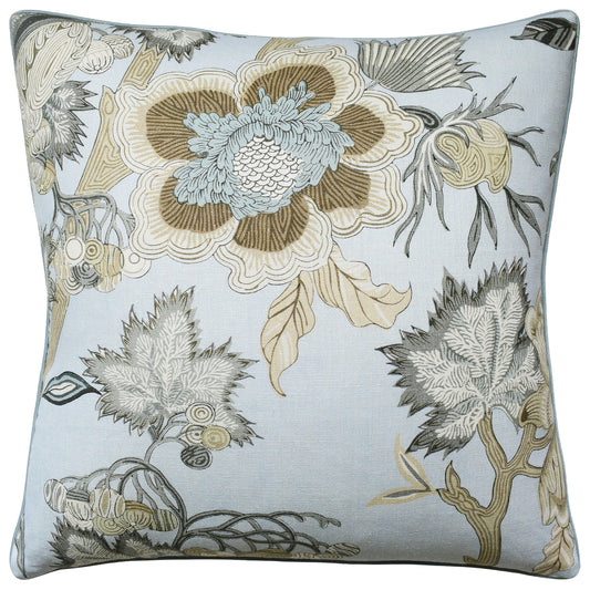 Throw Pillow: Indienne Jacobean Robins Egg 22" x 22"