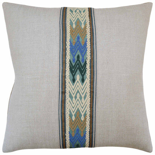 Throw Pillow: Giorgio Linen Tana Tape Lagoon/Teal 22" x 22"
