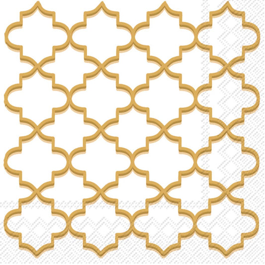 Paper Lunch Napkins 20 Count Moroccan Trellis Gold Christmas