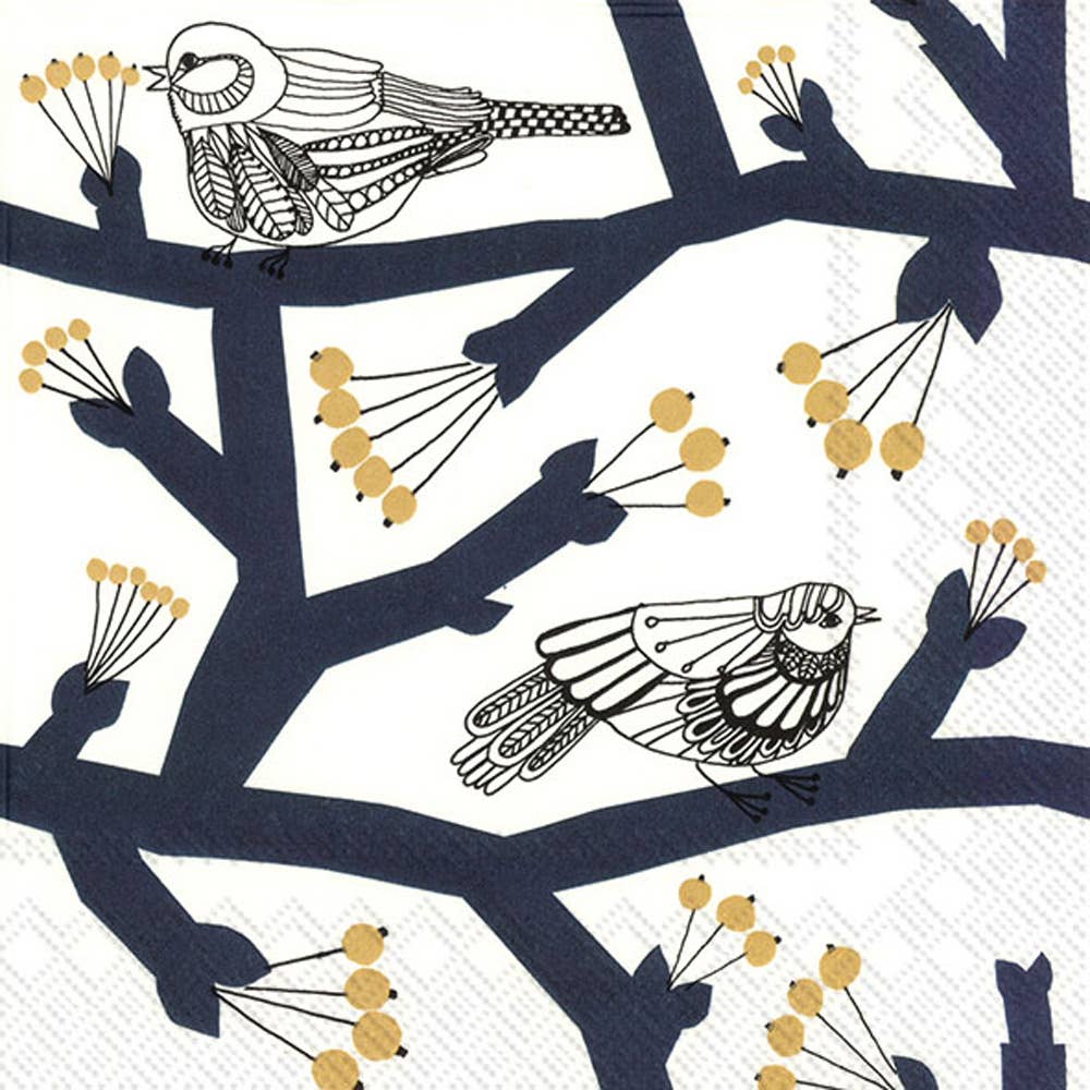 Paper Cocktail Napkins 20 ct Pakkanen Dark Blue Christmas