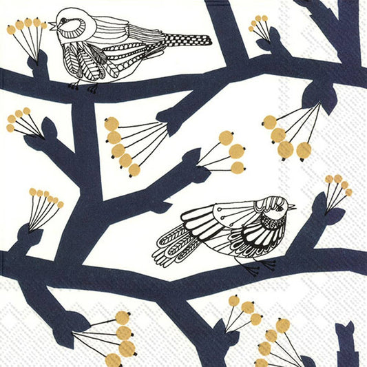 Paper Cocktail Napkins 20 ct Pakkanen Dark Blue Christmas