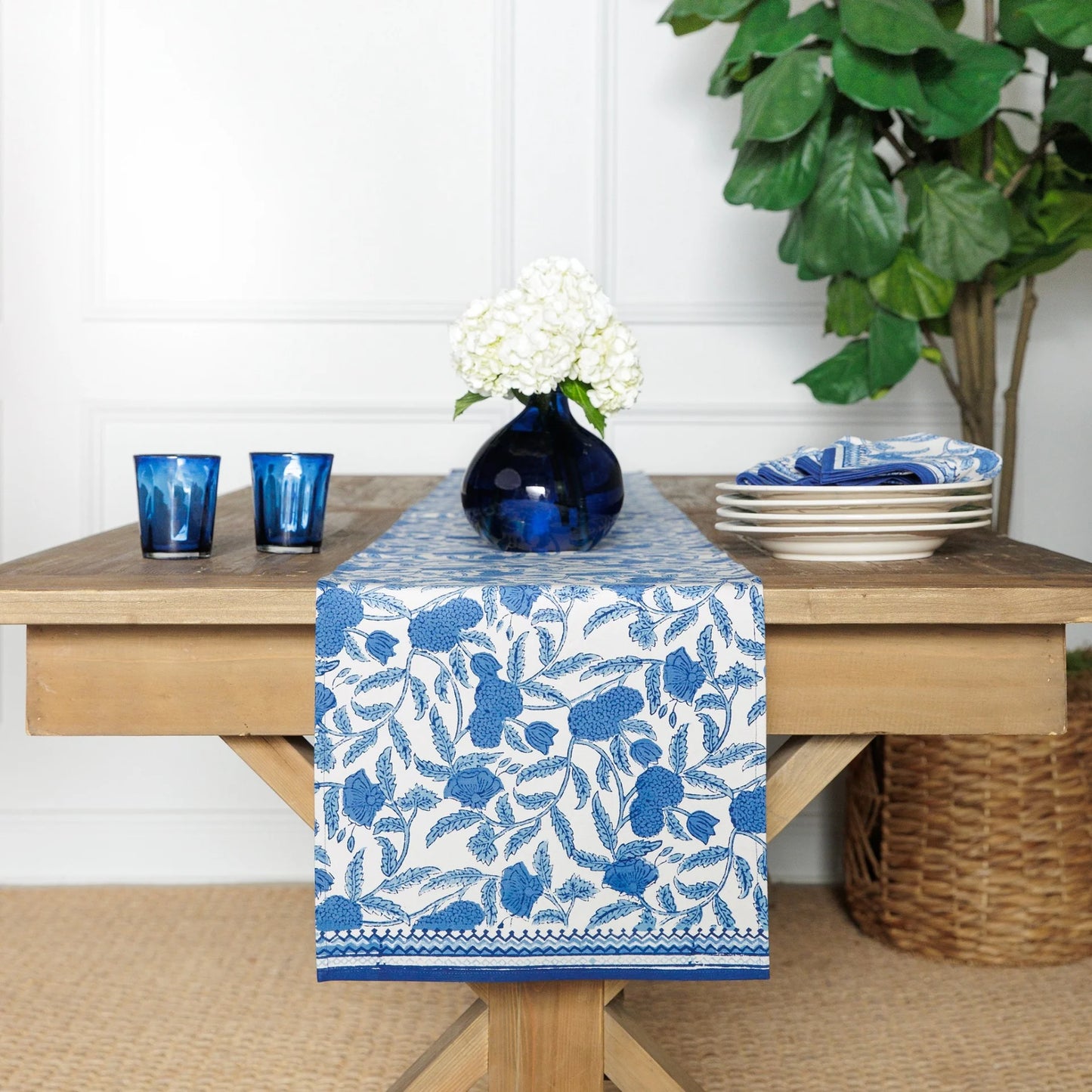 Pomegranate Blue Jalore Table Runner