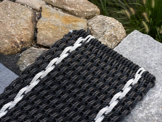 Large Charcoal w/ 2 Peal Stripes Doormat 21" x 34"