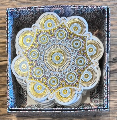 Moroccan Tile Pattern Ceramic Coaster | Geometric Floral Mosaic