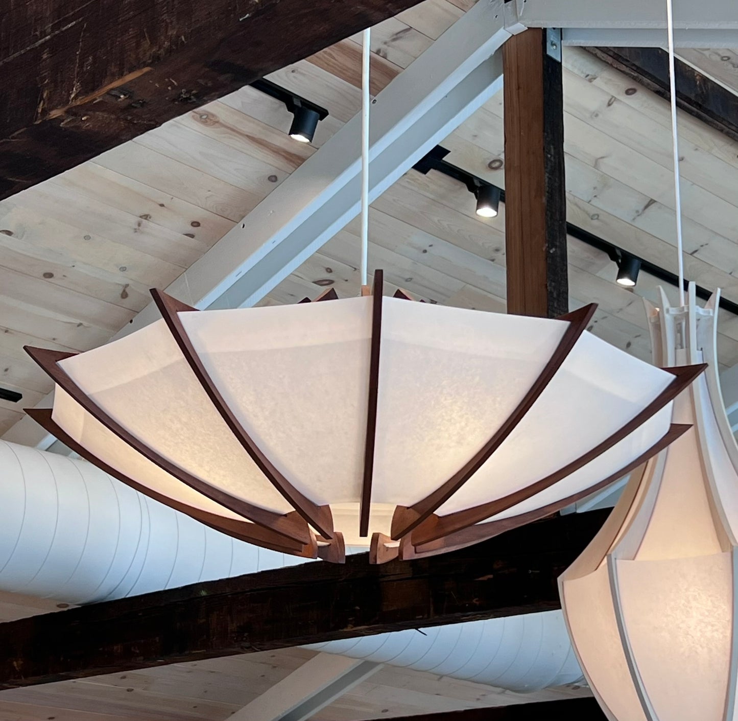 Otis Light large wood saucer light 36" walnut