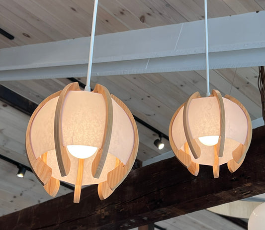 Otis Light small white wood pendant light 8" natural ash