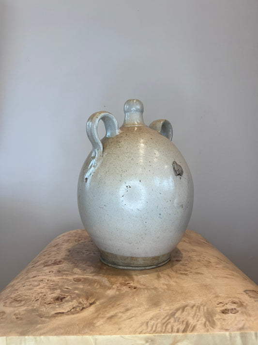 Antique French Earthenware Medium Off White Jug 3