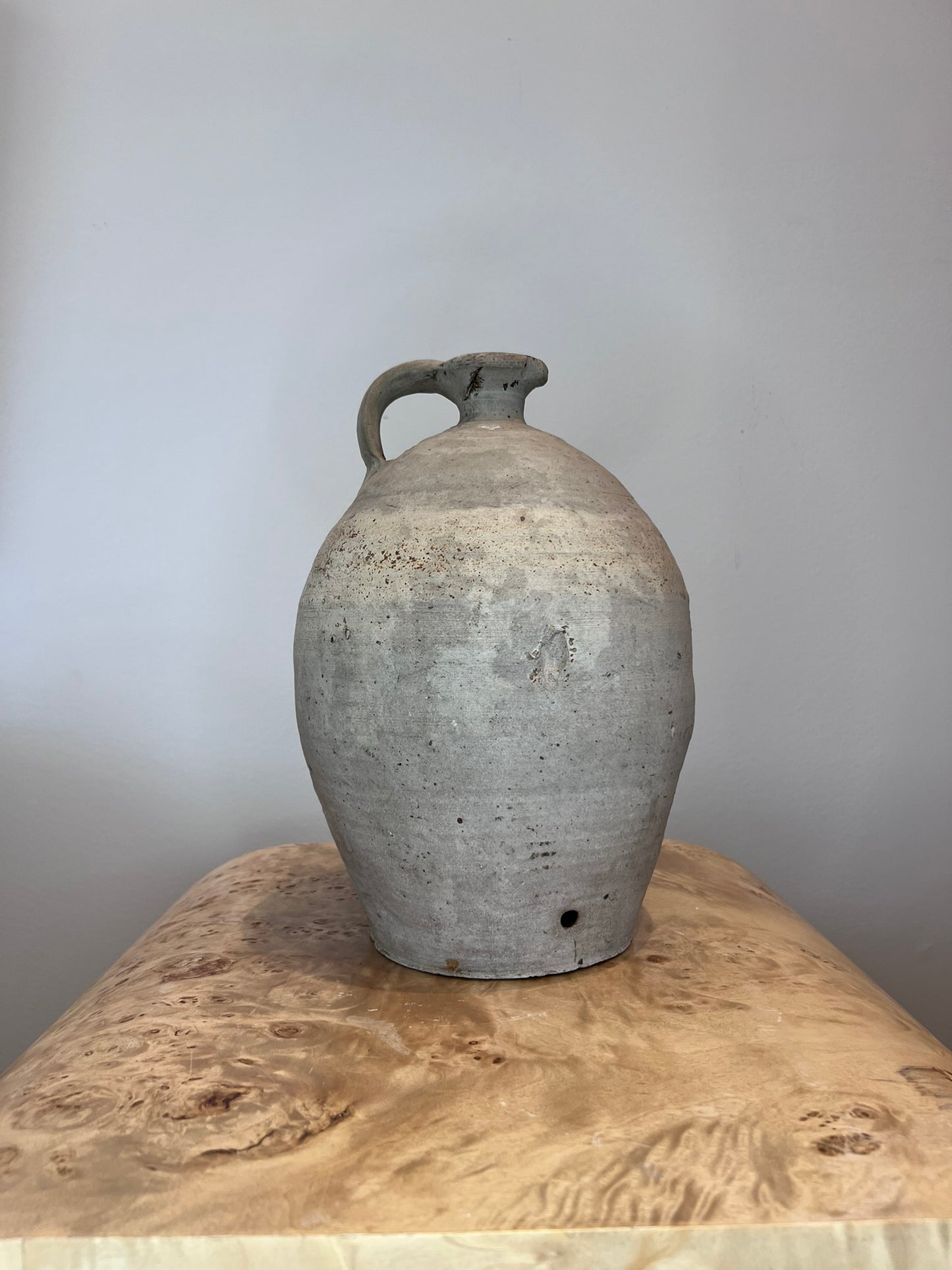 Antique French Earthenware Medium Off White Jug 4