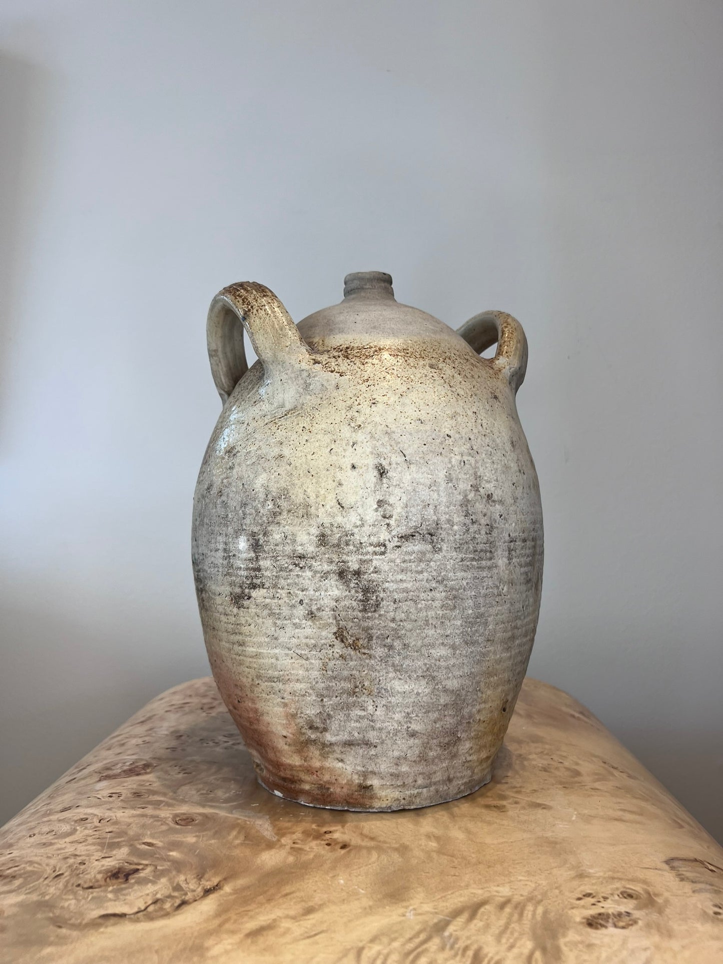 Antique French Earthenware Tall Thin Urn
