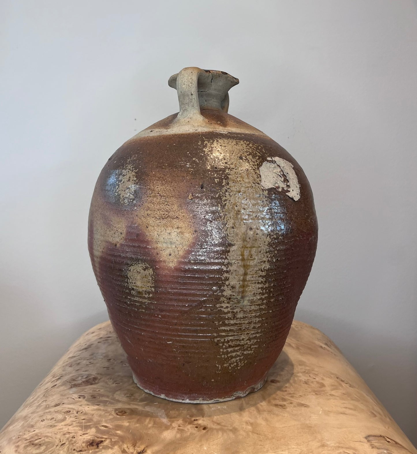 Antique French Earthenware Two Handle Water/Wine Vessel