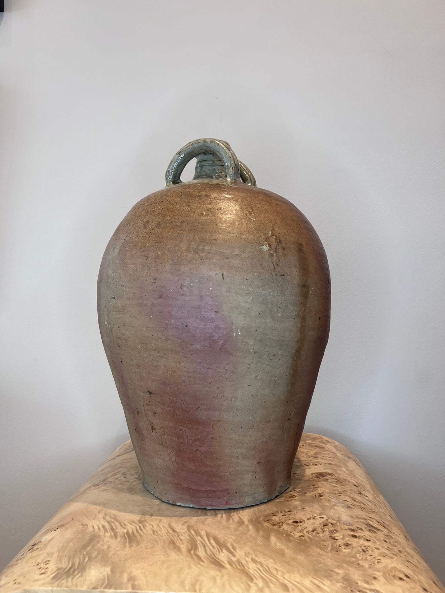 Antique French Earthenware Two Handle Water/Wine Vessel