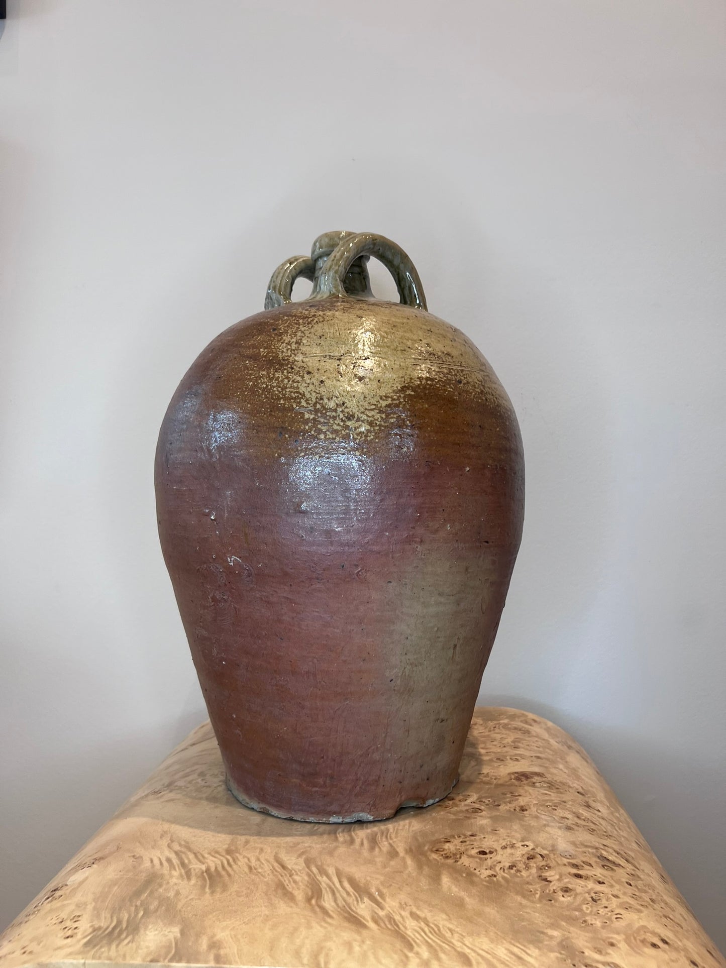 Antique French Earthenware Two Handle Water/Wine Vessel