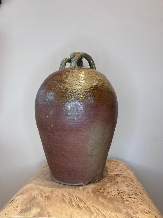 Antique French Earthenware Two Handle Water/Wine Vessel