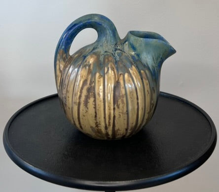 Mid Century French Ceramic Pitcher – Blue Green Vallauris Style Pottery Jug