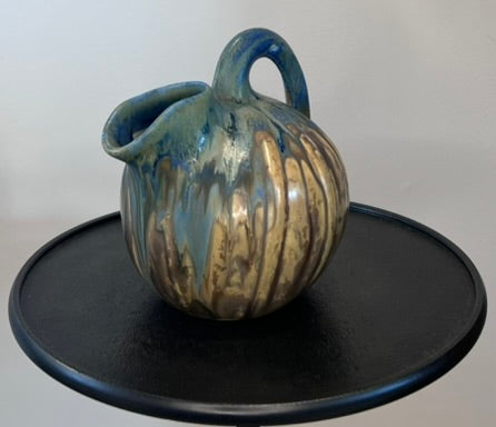 Mid Century French Ceramic Pitcher – Blue Green Vallauris Style Pottery Jug