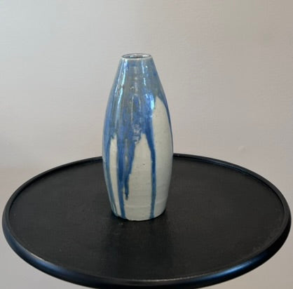 Vintage French Bordelay Blue Drip Glaze Vase – Mid Century Ceramic