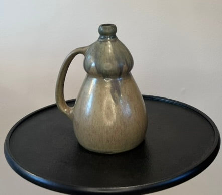 Green French Ceramic Pitcher – Sculptural Rustic Vase