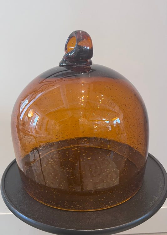 French Amber Glass Cloche B107 – Mid Century Display Dome