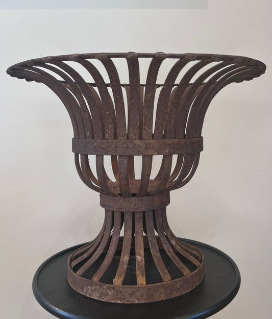French Metal Treillage Jardinière – Rustic Garden Urn