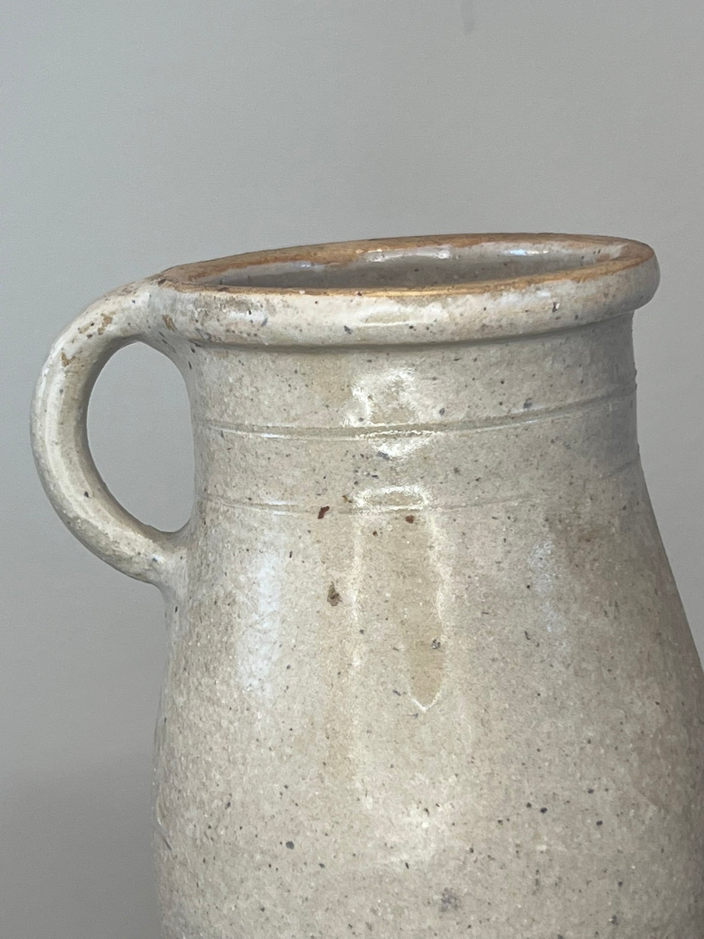 Vintage French Sandstone Pottery Pitcher – Rustic Stoneware Jug