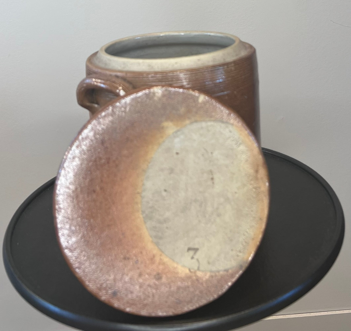 Vintage French Stoneware Lidded Pot No. 3 – Rustic Grès Storage Jar