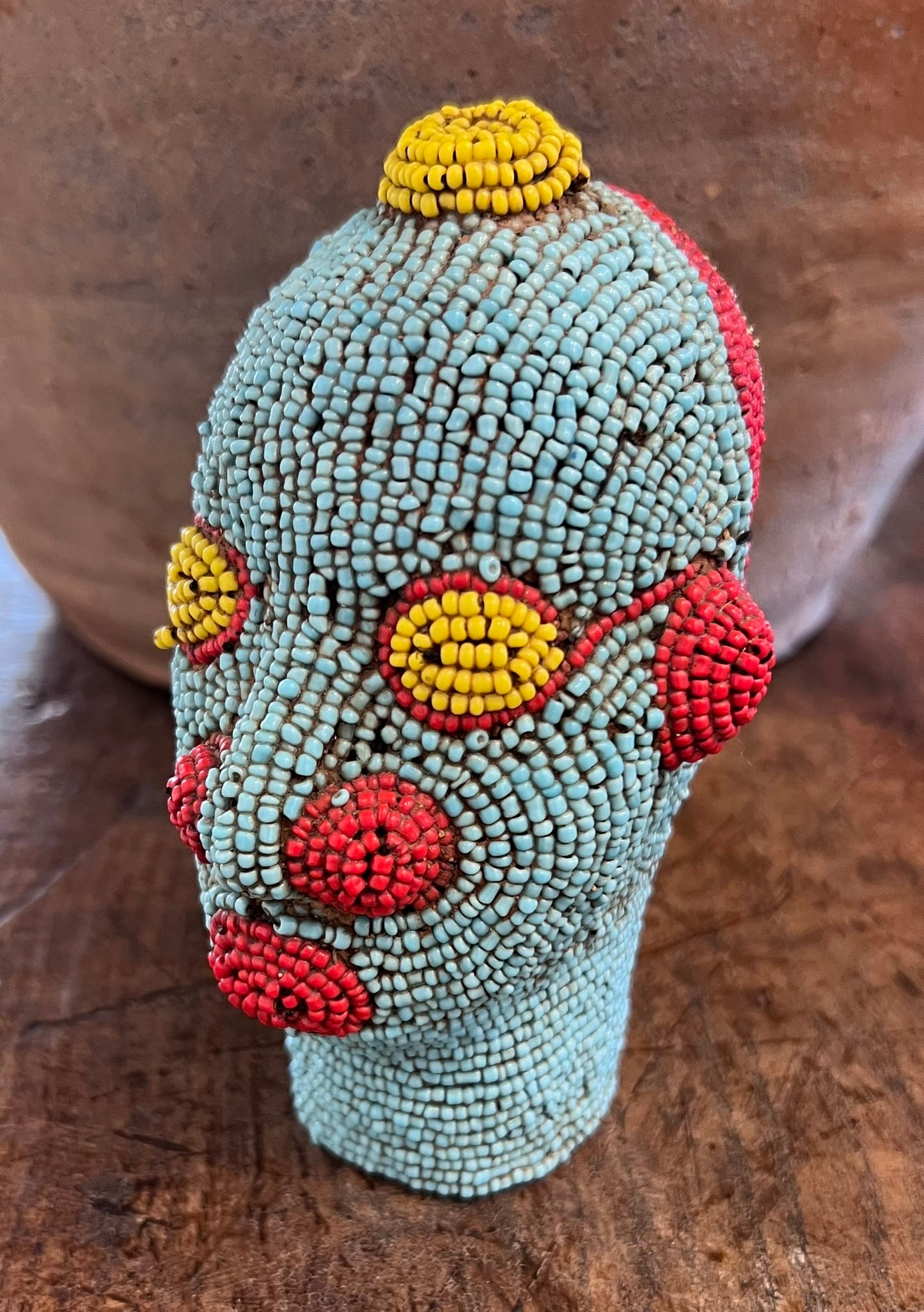 Moroccan Beaded Head Sculpture – Handcrafted Tribal Style Bust 4