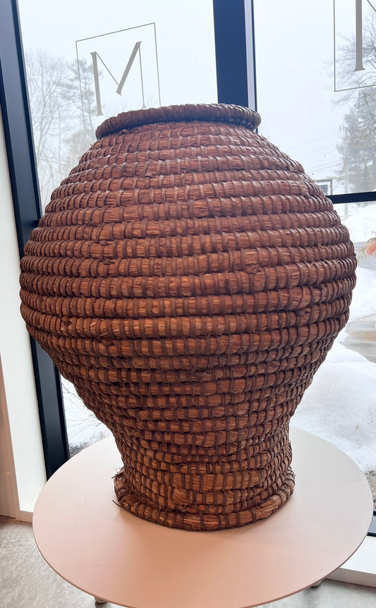 Vintage Extra Large Woven Basket with Lid