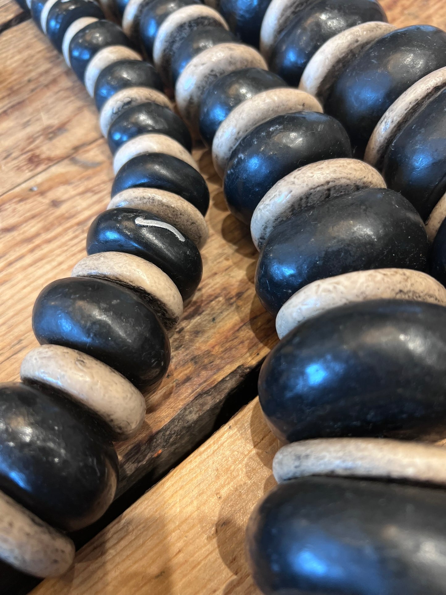 Vintage Bedouin Black Bead Necklace – Layered Tribal Statement Strand