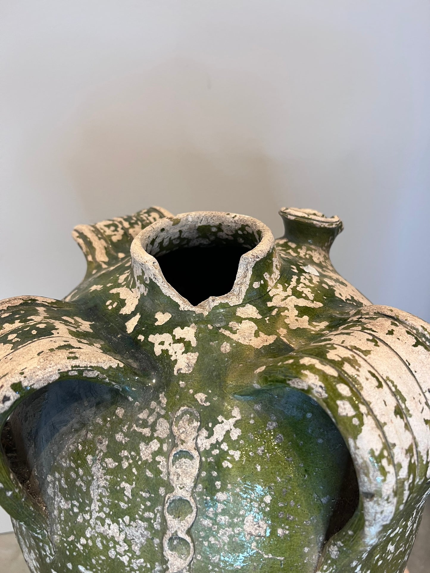 19th Century French Green Glazed Terracotta Urn – Antique Rustic Vessel