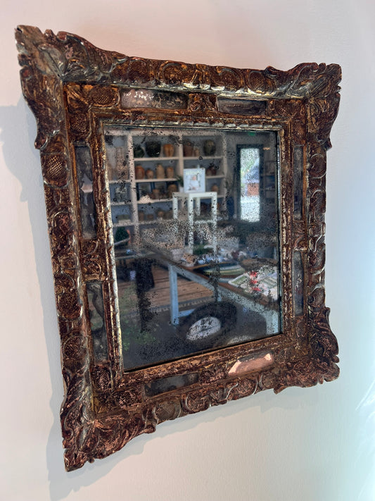 Antique French Mirror with Distressed Mercury Glass