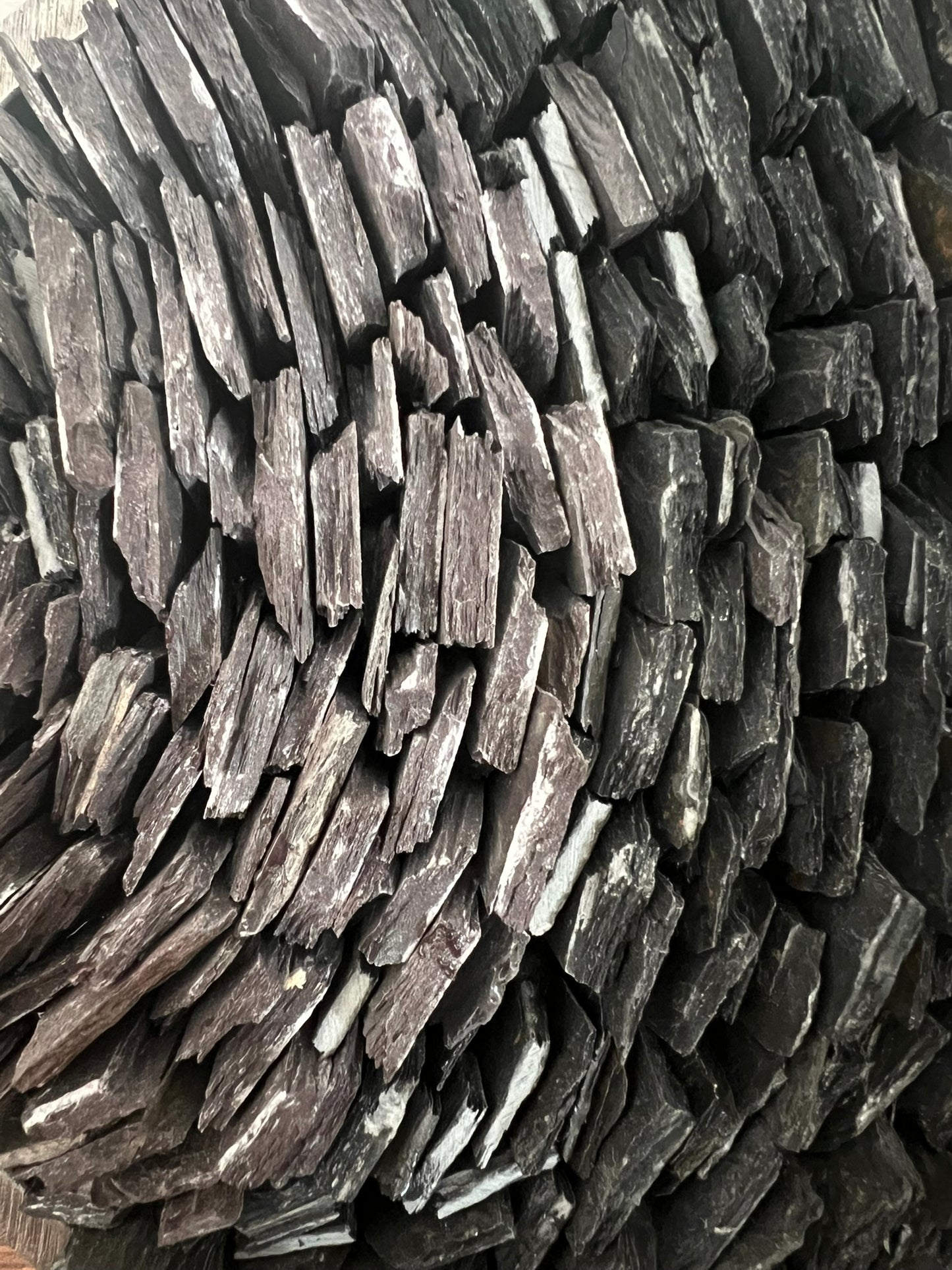 Slate, Steel & White Oak Wall Art – Sculptural Mixed Material Disc