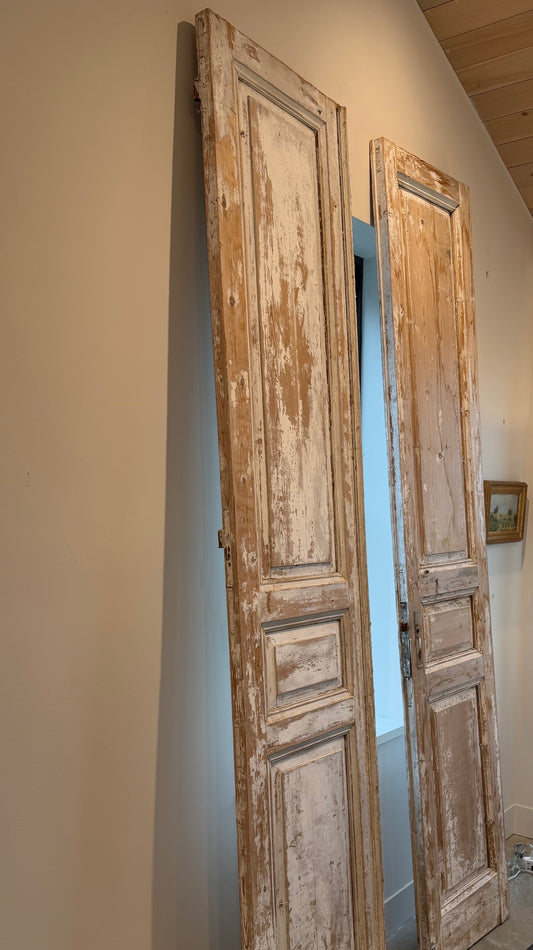 Pair of Antique Wooden Doors – Distressed Painted Finish
